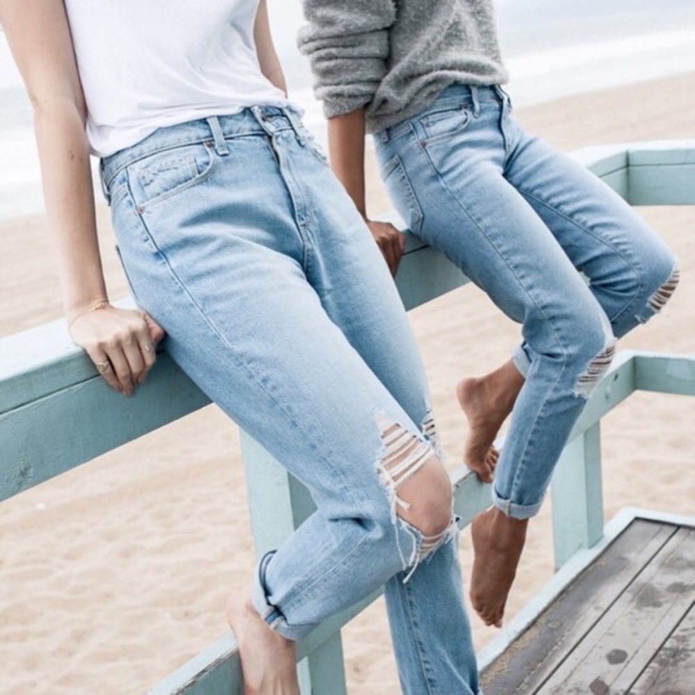 Paige “Callie Destructed" High Rise Boyfriend Jeans in Light Wash